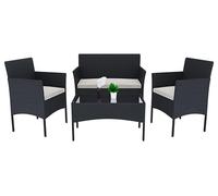 Juego de muebles de jardín de ratán para 4 personas, con mesa y estante para vasos