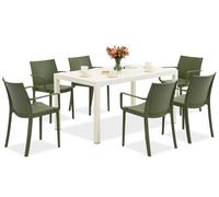 Juego de muebles de jardín King/Victoria blanco y verde para 6 personas Bica
