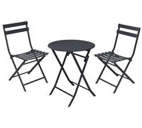Juego de muebles de jardín: mesa y 2 sillas, color gris