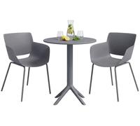 Juego de muebles de jardín Siora, compuesto por 2 sillas, color gris oscuro