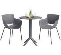 Juego de muebles de jardín Siora con 2 sillas | Color: gris oscuro | Dimensiones: 168x60x80 cm