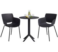 Juego de muebles de jardín Siora, que incluye 2 sillas y una mesa redonda de 60 cm de diámetro, color