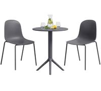 Juego de muebles de jardín Torin con 2 sillas | Color: gris oscuro | Dimensiones: 162x60x85 cm