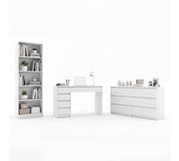 Juego de Muebles de Oficina Escritorio Arto + Cómoda Malwa M6 + Estante R60 BLANCO para Oficina