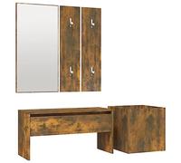 Juego de muebles de pasillo de roble ahumado, banco de 80 cm con cajón | Madera multicapa robusta, superficie lisa, resistente a la humedad, capacidad de carga de 110 kg, montaje con manual incluido