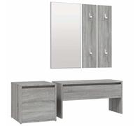 Juego de muebles de pasillo gris Sonoma, madera multicapa con banco, espejo | Banco 80 x 30,5 x 40 cm, espejo 39 x 80 cm, baúl 40,5 x 40 x 40 cm, capacidad 110 kg, montaje con manual incluido