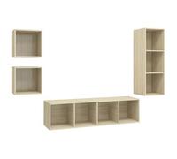 Juego De Muebles De Salón 4 Pzas Madera Ingeniería Roble Sonoma Vidaxl