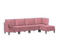 vidaXL Juego de sofá para sala de estar, 5 piezas, color rosa, tapizado en terciopelo