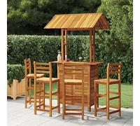 Juego de muebles de terraza de madera maciza de acacia de 5 piezas