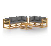 Juego De Muebles Jardín 6 Pzas Con Cojines Madera Maciza Acacia Vidaxl