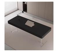 Juego de muebles minimalistas de estudio, escritorio de oficina de piedra sinterizada con patas acrílicas y cómoda silla giratoria para oficinas y espacios pequeños (120 + 66 cm)