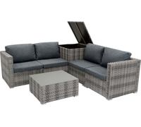 Juego de muebles modular de ratán, de 6 piezas, color gris