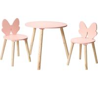 Juego de muebles para niños con lazo rosa: mesa + 2 sillas