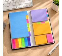 Juego de notas adhesivas con pestañas, cuaderno organizador portátil, color | Organizador de cubierta negra con bloc de notas, notas adhesivas y pestañas coloridas para planificar, estudiar