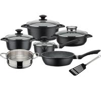 Juego de ollas de 10 piezas, GSW GOURMET GRANIT, de aluminio fundido, apto para inducción, incluye ollas de 20 y 24 cm, sin PFOA