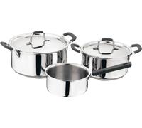 Batería de cocina 2 cacerolas Ø20Ø24cm + Cazo Ø16cm en acero inoxidable y mangos de silicona MasterPRO