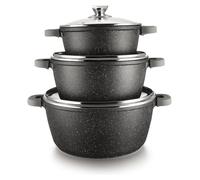 Juego de ollas de 6 piezas con tapa, de diámetros 36 cm, 40 cm y 44 cm, apto para todo tipo de cocinas
