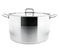 Juego de ollas de acero inoxidable Almina, de 3 piezas, con tapa, apto para todo tipo de cocinas. Capacidad: 18L, 21L, 25L. Color: plateado