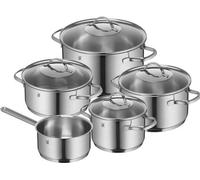Juego de ollas de inducción, 5 piezas, Cromargan 18/10, acero inoxidable. Incluye 3 ollas altas y 1 olla baja, con diámetros de 16 cm y 20 cm, apto para vitrocerámica.