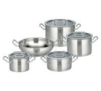 Juego de ollas ELO Gourmet Plus, 5 piezas, acero inoxidable, modelo 40995