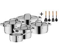 Juego de ollas WMF Compact Cuisine - 5 piezas - Incluye GRATIS un juego de utensilios de cocina Cookinglife - Incluye ollas de ø 16, 16, 20 y 20 cm, así como una cacerola con asa de ø 14 cm