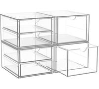 Juego de organizadores de escritorio, 2 unidades, con 6 cajones transparentes, a prueba de polvo, para cosméticos y artículos de oficina