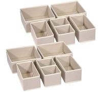 Juego de organizadores Unyqoos® para armarios y cajones, de 12 piezas (3 tamaños x 4), cajas de almacenamiento textiles plegables para ropa interior, calcetines y accesorios