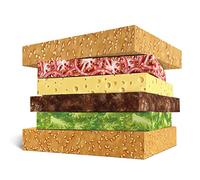 Juego de papel de regalo para hamburguesas - 6 hojas de papel de regalo para hombre - Hojas de papel de regalo divertidas - Hamburguesa - Comida rápida - Viene con divertidas pegatinas - By Central 23