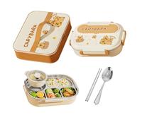 Juego de para niños - Contenedor de panda Capybara Contenedor de almacenamiento de acero inoxidable con utensilios para merienda Oficina Mujeres Hombres Escuela Trabajo Viajes Picnic al aire