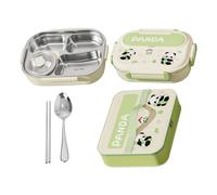 Juego de para niños - Contenedor de panda Capybara Contenedor de almacenamiento de acero inoxidable con utensilios para merienda Oficina Mujeres Hombres Escuela Trabajo Viajes Picnic al aire