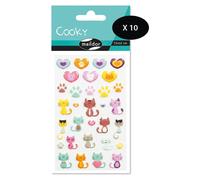 Juego de pegatinas 3D, 10 hojas, 310 pegatinas, motivos: gatos/corazones, 12x8 cm, resina epoxi