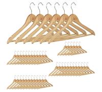Juego de perchas, 48 unidades, de madera, giratorias 360°, color natural/plateado