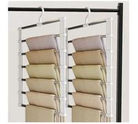 Juego de perchas para pantalones de acero inoxidable y PVC, marca Unyqoos®, diseño que ahorra espacio, dimensiones 48,5 x 36 cm, 7 barras, capacidad para hasta 6 pares de pantalones. Organización efic
