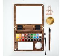Juego de pintura de acuarela de 50 colores metálicos en caja portátil, kit de pintura con papeles de acuarela y pinceles, juego de acuarelas para principiantes y profesionales