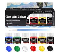 Juego de Pintura para Cristal, 6 * 25ml Pintura Ceramica, Tazas para Pintar