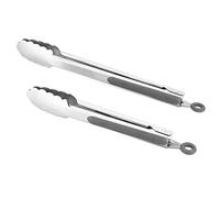 Juego de pinzas de acero inoxidable 304 de alta calidad: pinzas de parrilla de 12 pulgadas y pinzas de cocina de 9 pulgadas, resistentes al calor hasta 315.6 °C, cabezal de agarre ondulado, mango