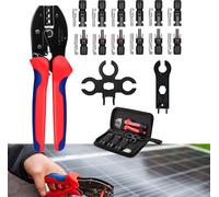 Juego de pinzas para crimpar cables solares, apto para cables de paneles solares fotovoltaicos de 2.5/4/6mm², incluye: 6 pares de conectores solares (macho/hembra) + 2 llaves ajustables + 1 herramient