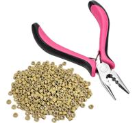 Juego de pinzas para extensiones de cabello con 500 micro-anillos, herramientas profesionales para una fijación segura