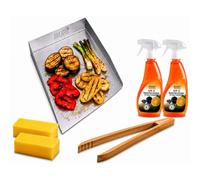 Juego de plancha de 30 x 20 cm, borde reversible, compatible con barbacoa Weber 57