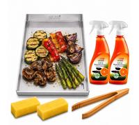 Juego de plancha de 30 x 20 cm, con drenaje de grasa, compatible con Weber 57