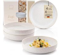 Juego de platos hondos para 4 personas, marca Korfu, de gres, color beige