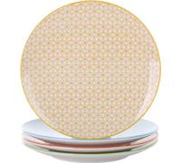 Juego de platos hondos para desayuno Unyqoos® Natsuki, de porcelana, juego de 4 unidades, diámetro de 21,5 cm, altura de 2,5 cm, apto para microondas y lavavajillas, diseño elegante y completamente de