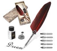 Juego de Pluma y Tinta Hechas a Mano con Pluma de Caligrafía Antigua, para Escribir En Inglés, Regalo de Papelería Ejecutiva Vintage con Bases de Punta de Botella