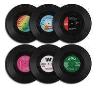 Juego de posavasos de disco de vinilo Retro colorido para bebidas, juego de posavasos de disco de vinilo, decoración de mesa de centro, 6 unidades 12pcs