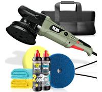 Juego de pulido para coche, pulidor excéntrico H15, 720 W, cubo de 15 mm de 125 mm, disco de respaldo + Menzerna Medium Cut 2000 pulidor + sello de laca 2 en 1 250 ml + almohadilla de pulido de 150 mm
