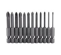 Juego de puntas de destornillador de cruz 12pcs S2 Aleación de acero 1/4 "Vástago hexagonal 50 mm/2 pulgadas Puntas de destornillador Phillips magnéticas PH00 PH0 PH1 PH2
