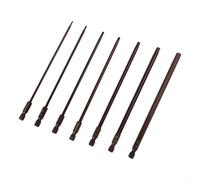 Juego de puntas de destornillador hexagonales de siete piezas hechas de aleación de acero que van desde H1,5 mm a H6 mm con 150 mm de longitud total compatible con taladros eléctricos estándar