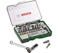 Juego de puntas para destornillador Bosch, de 27 piezas, con trinquete, soporte universal, imantadas y sistema de cambio rápido