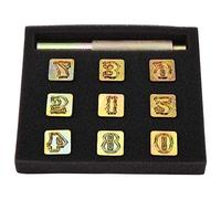 Juego de punzones metálicos de 13 mm para números del 0 al 8, kit de punzones numéricos con martillo de golpeo, herramienta manual de estampado directo para cuero, plástico y