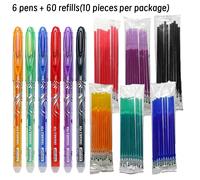 Juego de recarga de bolígrafo borrable, bolígrafo de Gel de tinta azul y negra, varilla de repuesto borrable, mango lavable, papelería de escritura para escuela y oficina, 66 Uds. Juego de 66 piezas B